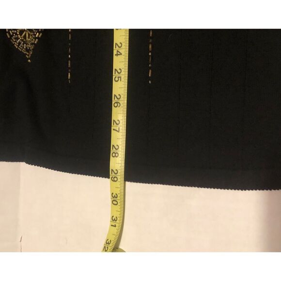 Quacker Factory Size XL Silk Blend Beaded V-Neck Black Sweater Top - Picture 7 of 9